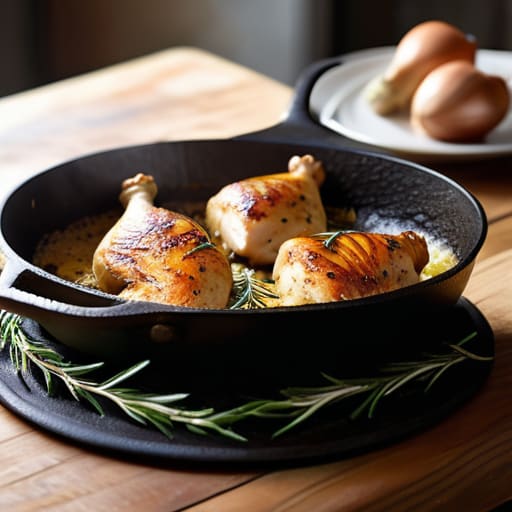 A solid cast iron skillet for cooking.