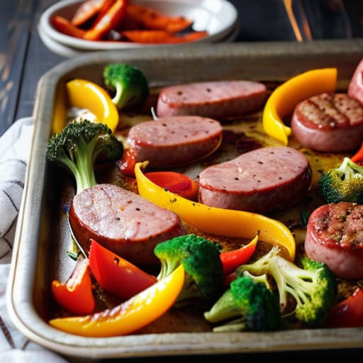 Roasted Sheet Pan Sausage and Veggies.