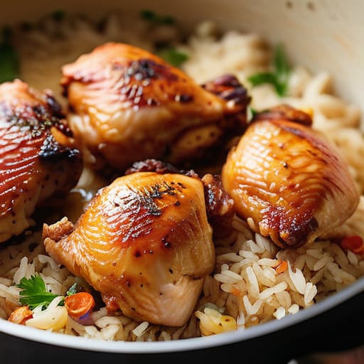 Juicy Classic Chicken and Rice Bake.
