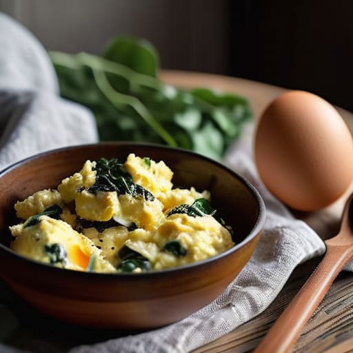 The Reliable Egg Scramble with spinach.