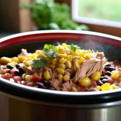 Hearty Slow Cooker Chicken Chili in bowl.